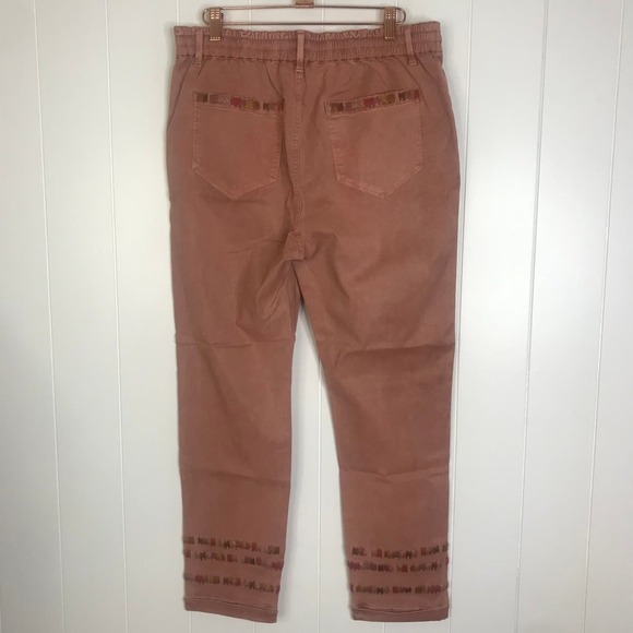 NWT Driftwood Mauve Embroidered Stitch Cuffed Leg Drawstring Khaki Pants SZ XL - Picture 10 of 12